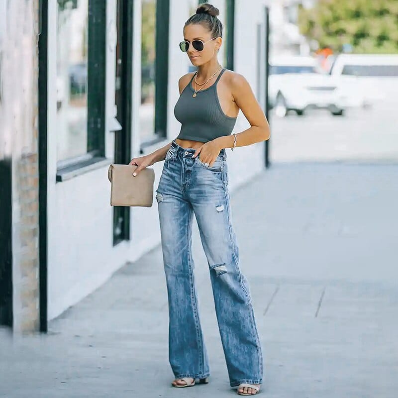 Wide Leg Ripped Jeans - Seldom Seen Styles