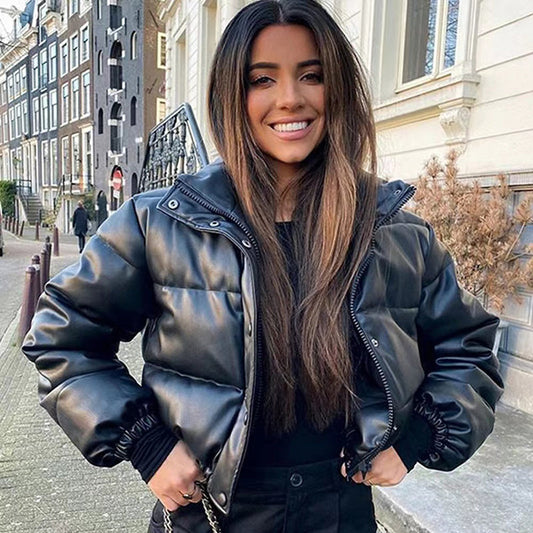 ❄️Winter Specials❄️ PU leather quilted jacket for women - Seldom Seen Styles
