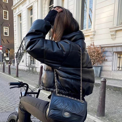❄️Winter Specials❄️ PU leather quilted jacket for women