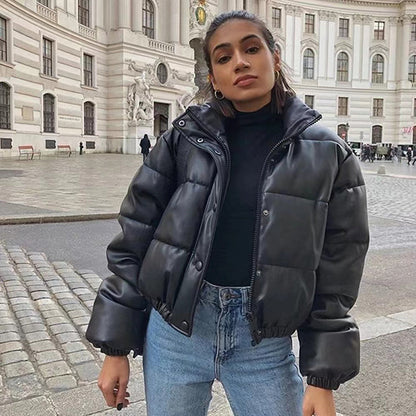❄️Winter Specials❄️ PU leather quilted jacket for women