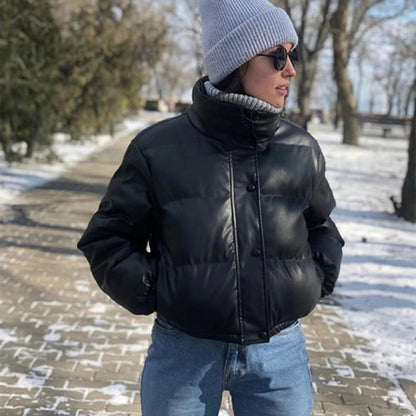 ❄️Winter Specials❄️ PU leather quilted jacket for women