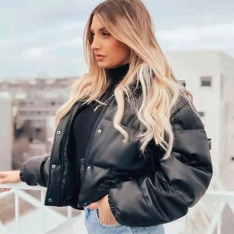 ❄️Winter Specials❄️ PU leather quilted jacket for women - Seldom Seen Styles