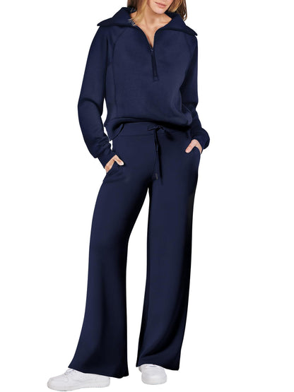 Women 2 Piece Outfits Sweatsuit Oversized Sweatshirt Sweatpants Tracksuit Sweat Lounge Matching Set 2025 Fall Trendy Polyester Womenswear