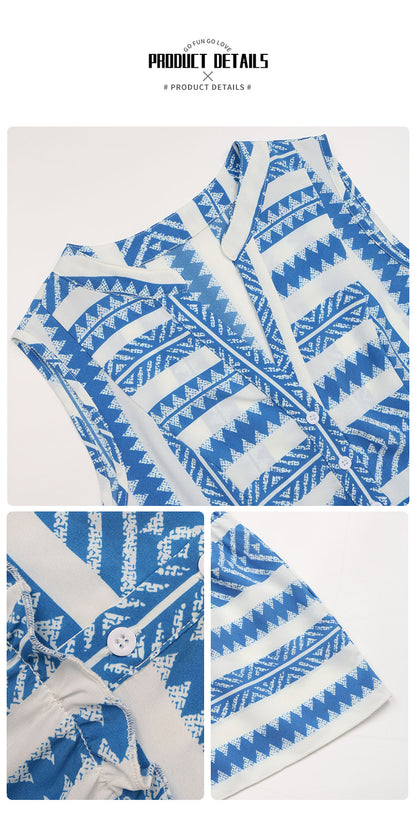 Damen Bohemian Loose Fit Maxikleid Boho V-Ausschnitt Ärmelloses Midikleid Button Down Flowy Tank Kleider Sommer Strandmode