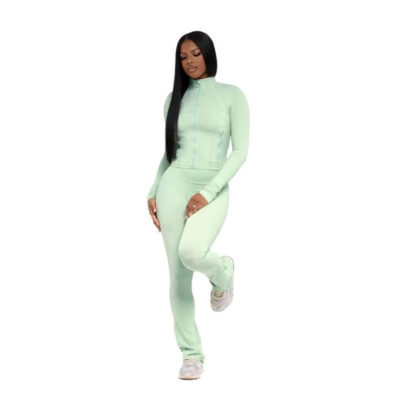 Women Clothes Two Piece Flared Pants Tracksuits Set Casual Gym Active Wear 2 Piece Matching - Seldom Seen Styles