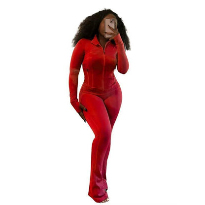 Ensemble de survêtement deux pièces pour femme, pantalon évasé, tenue décontractée de sport, 2 pièces assorties