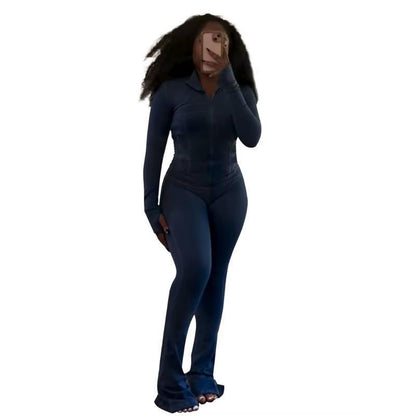 Ensemble de survêtement deux pièces pour femme, pantalon évasé, tenue décontractée de sport, 2 pièces assorties