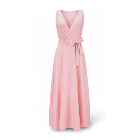 Women Feminine Tie Waist Maxi Dress Artisio - Seldom Seen Styles