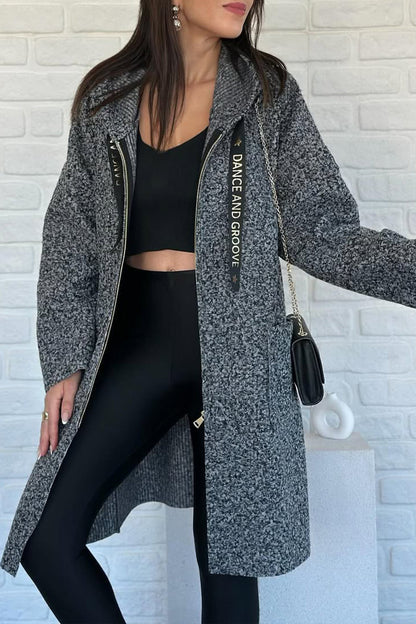 Manteau décontracté à capuche et cordon de serrage pour femme