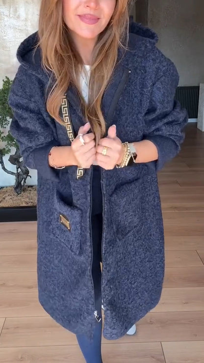 Manteau décontracté à capuche et cordon de serrage pour femme