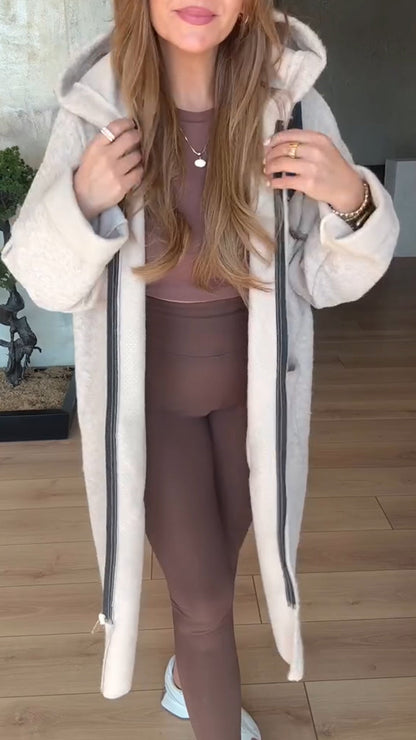 Manteau décontracté à capuche et cordon de serrage pour femme