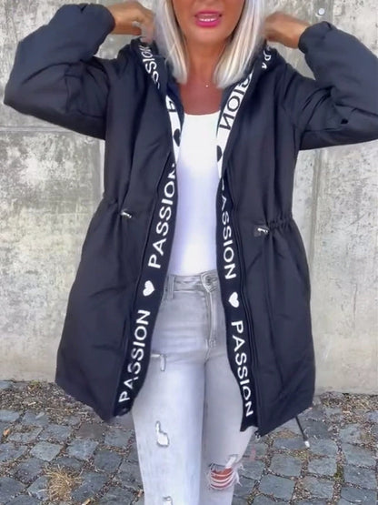 Damen Kapuzenjacke mit Buchstaben-Print, lässig
