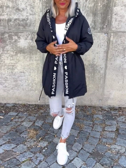 Damen Kapuzenjacke mit Buchstaben-Print, lässig