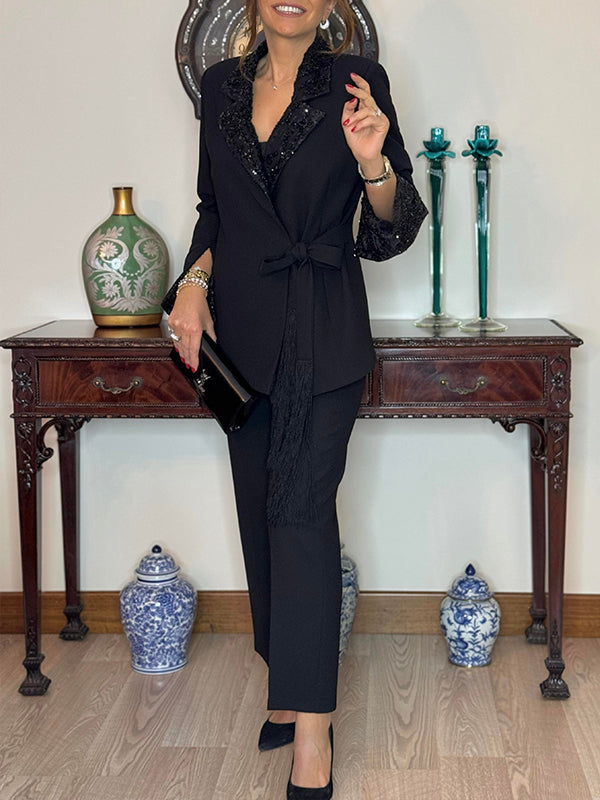 Women Lapel Jacket + Pants Temperament Commuter Suit - Seldom Seen Styles