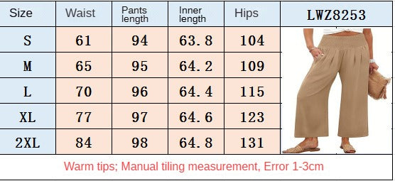 Women Linen Palazzo Pants Summer Boho Wide Leg High Waist Casual Lounge Pant 2025 Beach Travel Vacation Outfits - Seldom Seen Styles