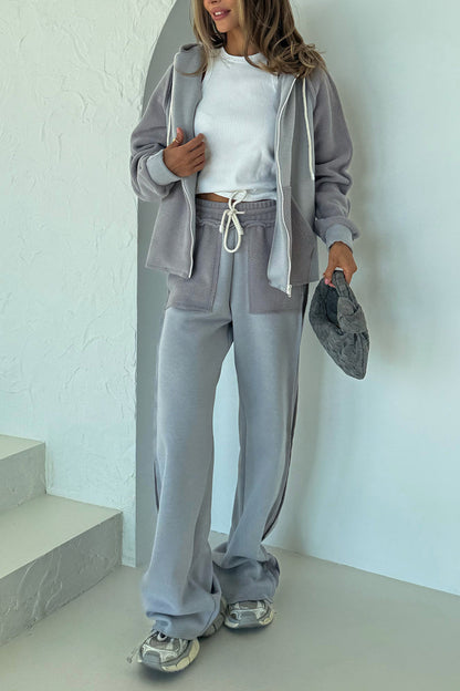 Ensemble décontracté veste à capuche col rond et pantalon pour femme