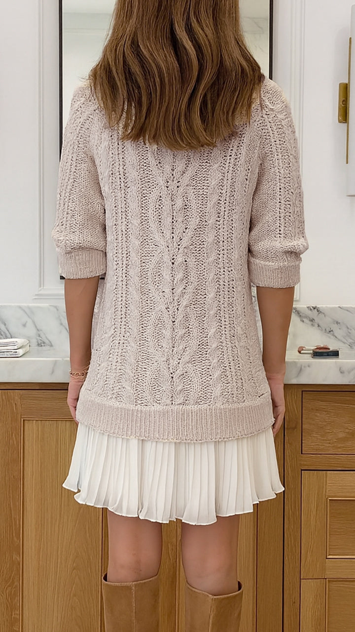 Women Round Neck Sweater Spliced casual Dress - Seldom Seen Styles