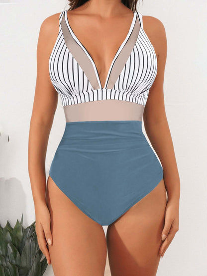 Maillot de bain sexy en maille pour femme, effet gainant, push-up, taille haute