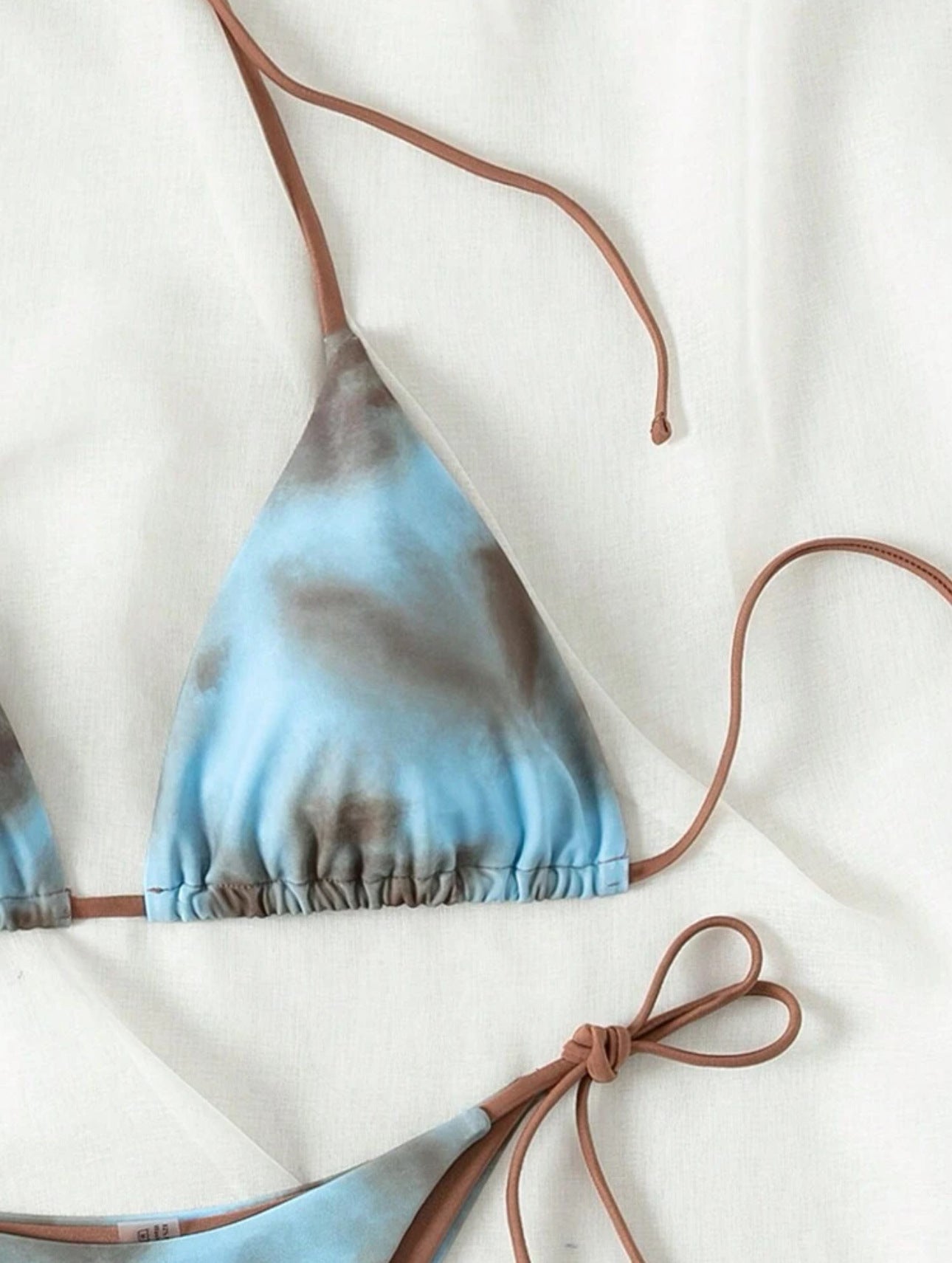 Women's Thong Swimsuit Tie Dye Knot Triangle Bikini Top and String Bottom Set - Seldom Seen Styles