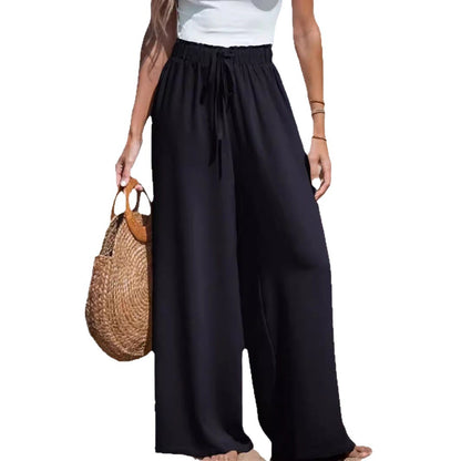 Women Wide Leg Pants High Waisted Trousers Linen Palazzo Lounge Beach Cover Ups Flowy Pants