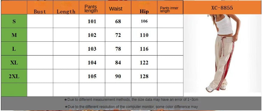 Women Y2k Track Pants Side Striped Wide Leg Baggy Pants Casual Drawstring Waist Parachute Sweatpants Streetwear - Seldom Seen Styles
