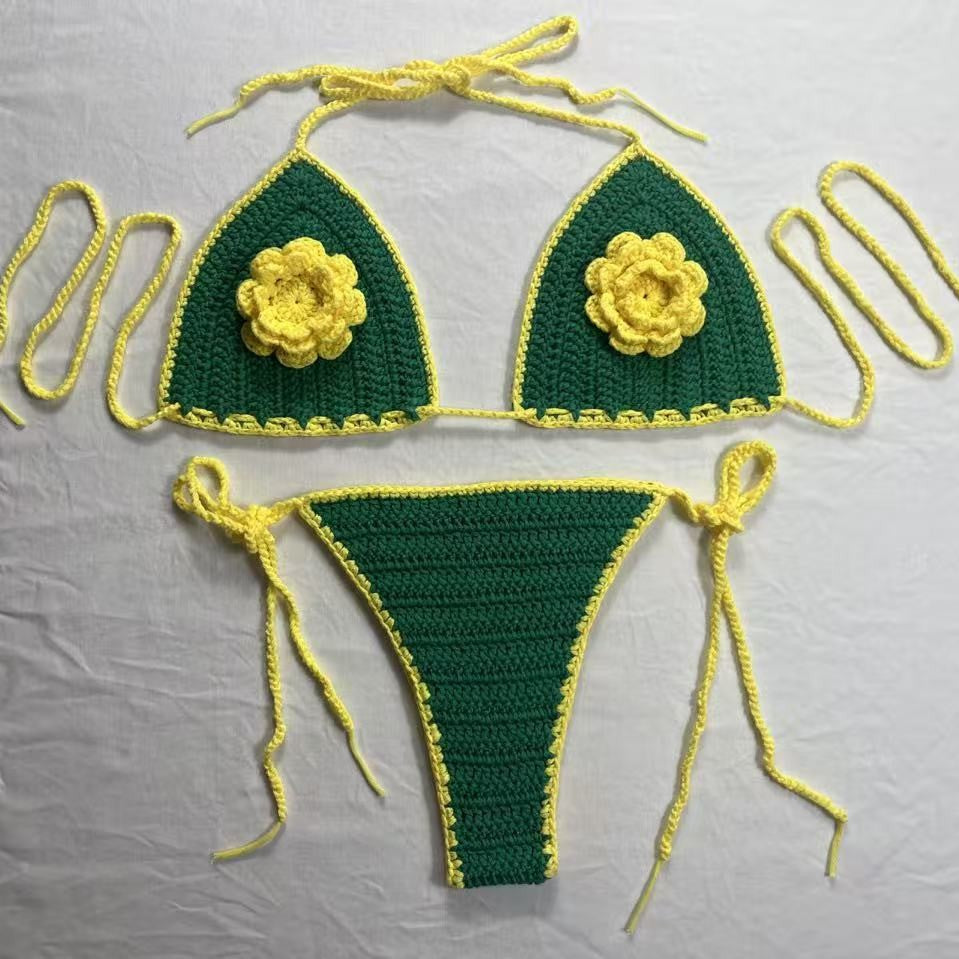 Women's 100% Handmade Crochet Bikini Set Sexy Cutout Swimsuit Beach Vacation Island Summer Swimwear - Seldom Seen Styles