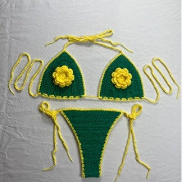 Women's 100% Handmade Crochet Bikini Set Sexy Cutout Swimsuit Beach Vacation Island Summer Swimwear