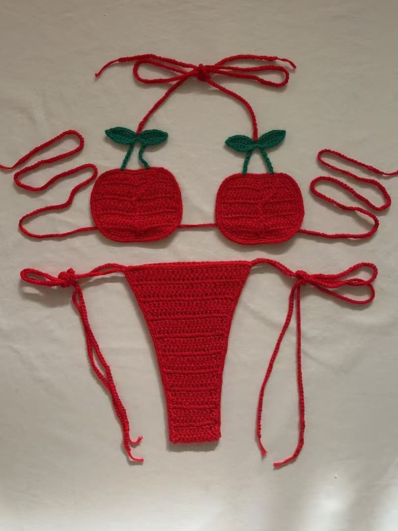 Women's 100% Handmade Crochet Cartoon Bikini Set Sexy Strap Split Swimsuit Beach Vacation Summer Swimwear - Seldom Seen Styles