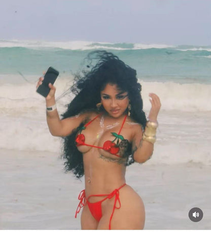 Women's 100% Handmade Crochet Cartoon Bikini Set Sexy Strap Split Swimsuit Beach Vacation Summer Swimwear