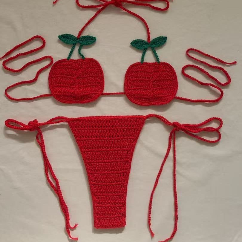 Women's 100% Handmade Crochet Cartoon Bikini Set Sexy Strap Split Swimsuit Beach Vacation Summer Swimwear - Seldom Seen Styles