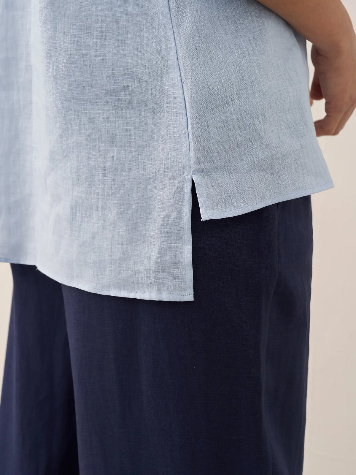 Women's 100% Linen Dress Shirt Stand Collar Half Sleeve Relaxed Fit Casual Summer Beach Vacation Blouse Top