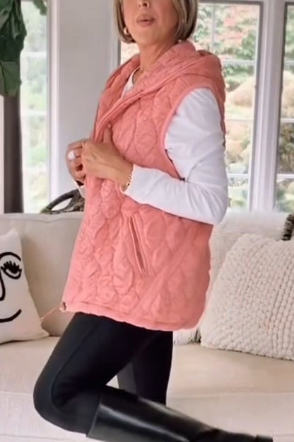 Women's 2025 Fall Spring Vest Casual Sleeveless Hooded Zip Up Jacket Trendy Winter Coat Outerwear