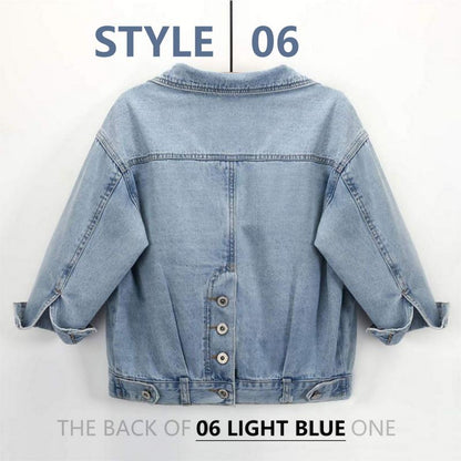 Women’s 3/4 Sleeve Washed Denim Jackets Distressed Light Cropped Jean Jackets Coats Casual Womenswear