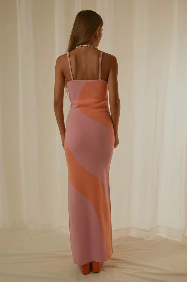 Women's Abstract Print Knit Maxi Dress Sleeveless Bodycon Summer Vacation Dress - Seldom Seen Styles