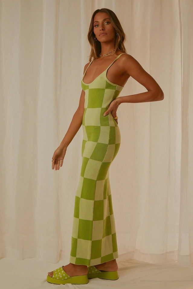 Women's Abstract Print Knit Maxi Dress Sleeveless Bodycon Summer Vacation Dress - Seldom Seen Styles