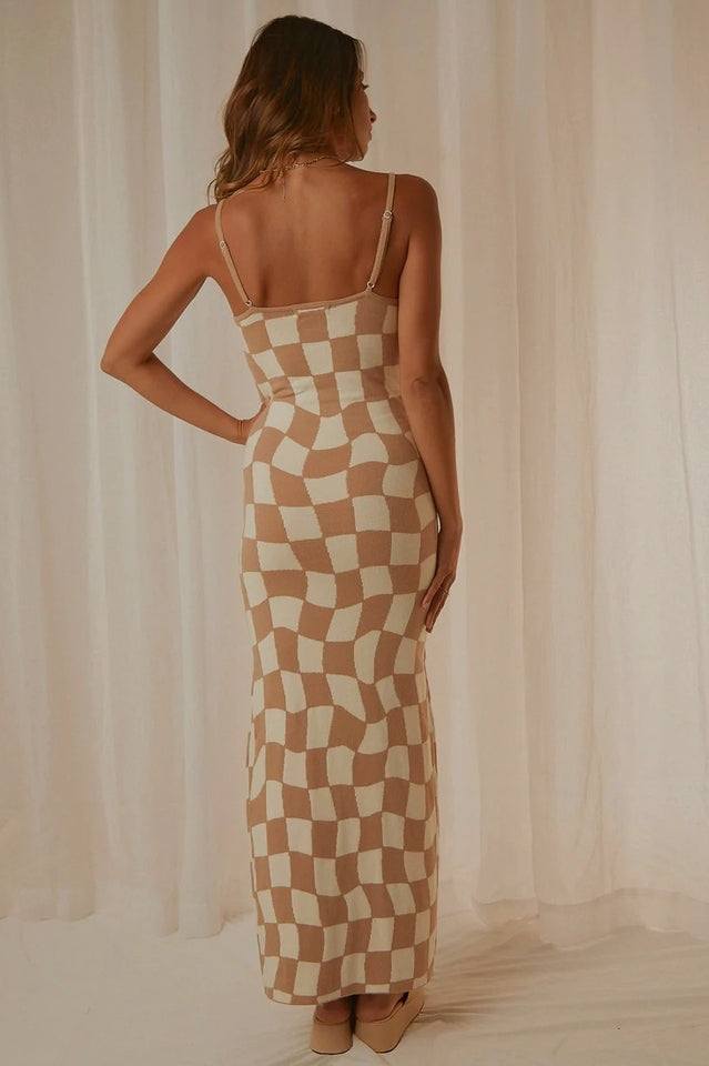 Women's Abstract Print Knit Maxi Dress Sleeveless Bodycon Summer Vacation Dress - Seldom Seen Styles