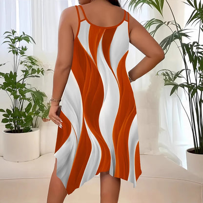 Women's Abstract Print Swing Dress Sleeveless A Line Dress Casual Summer Sundress Beach Vacation Dress