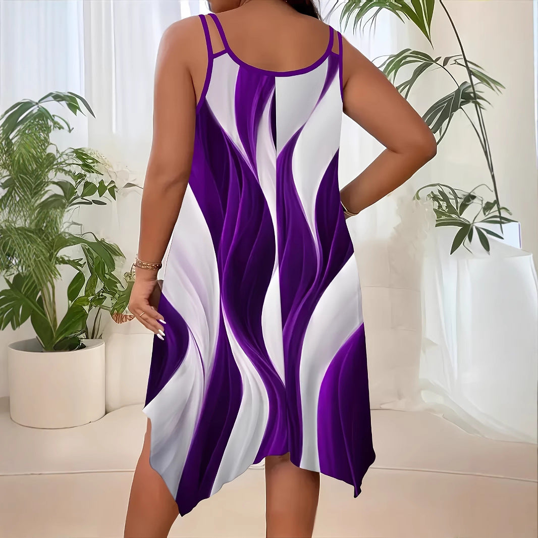 Women's Abstract Print Swing Dress Sleeveless A Line Dress Casual Summer Sundress Beach Vacation Dress - Seldom Seen Styles