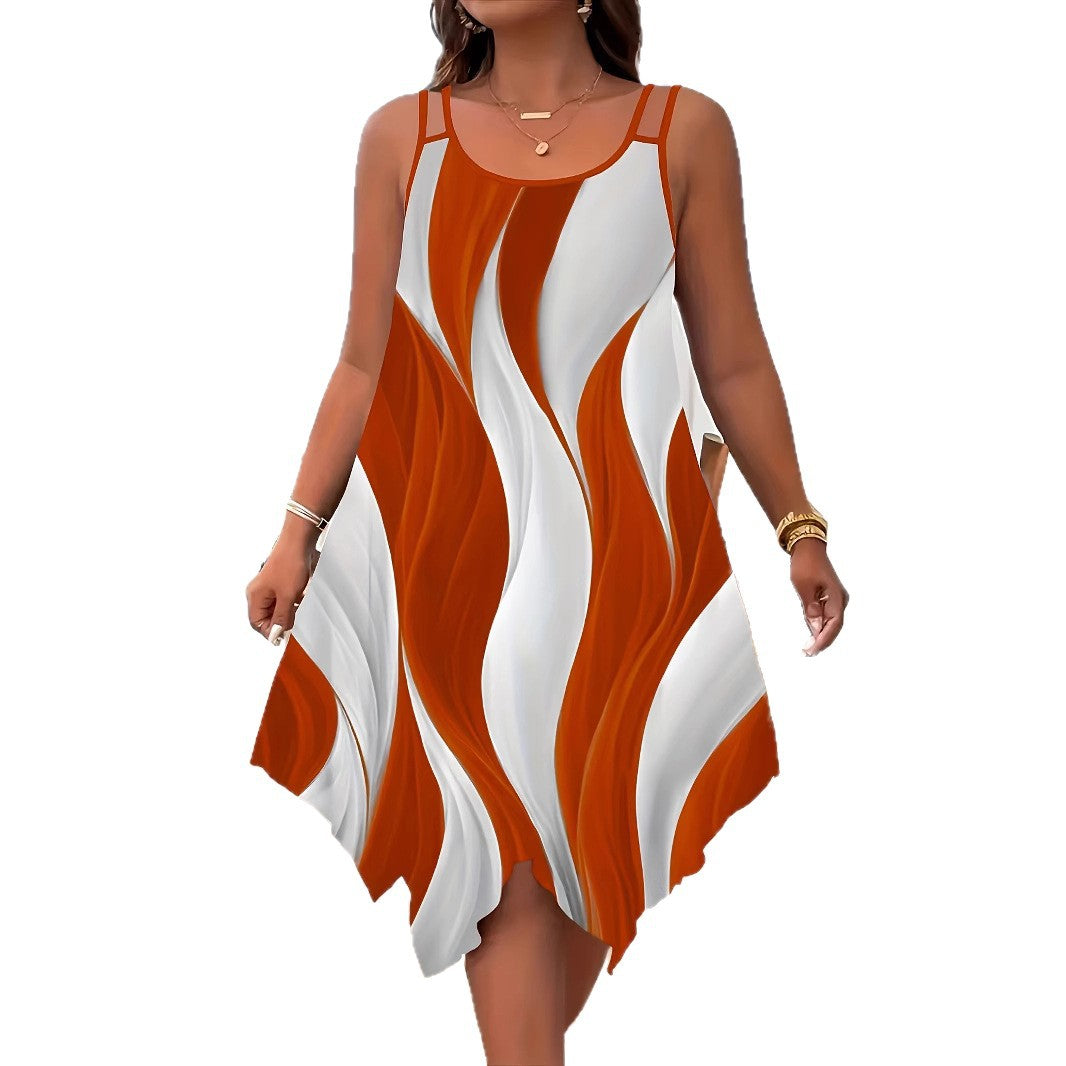 Women's Abstract Print Swing Dress Sleeveless A Line Dress Casual Summer Sundress Beach Vacation Dress - Seldom Seen Styles