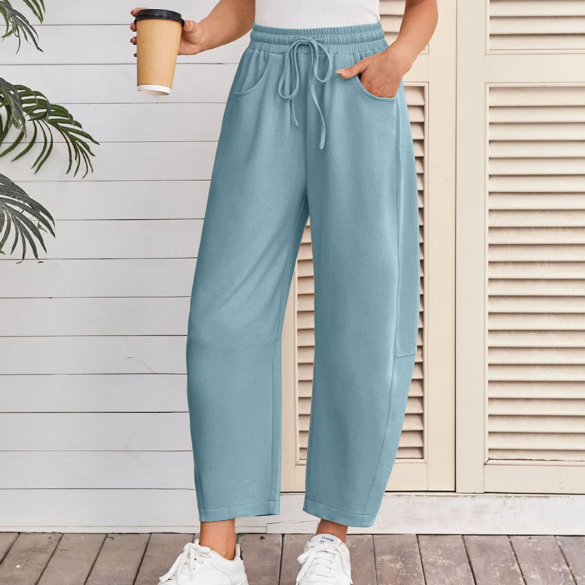 Women's Baggy Wide Leg Sweatpants with Drawstring Waist and Pockets - Seldom Seen Styles