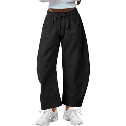 Women's Baggy Wide Leg Sweatpants with Drawstring Waist and Pockets