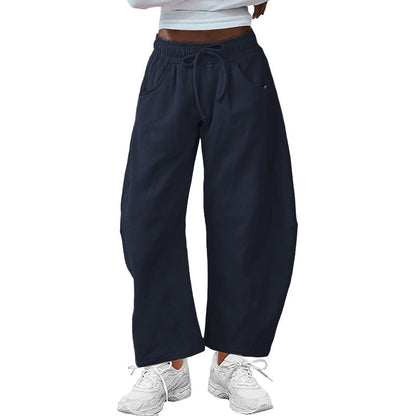 Women's Baggy Wide Leg Sweatpants with Drawstring Waist and Pockets