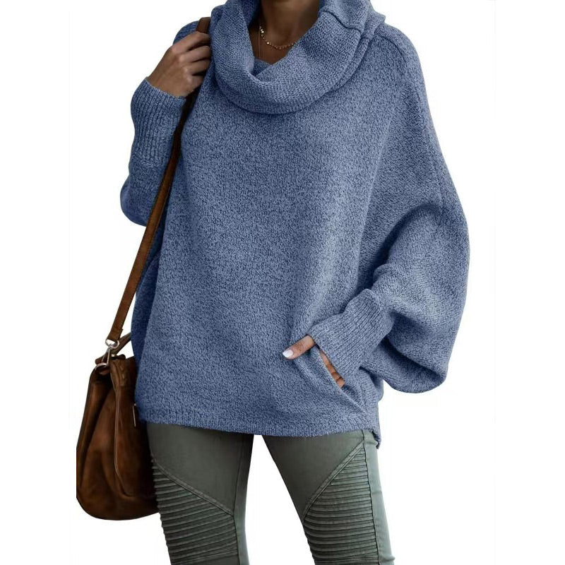 Women's Batwing Cowl Neck Sweater with Pocket - Seldom Seen Styles