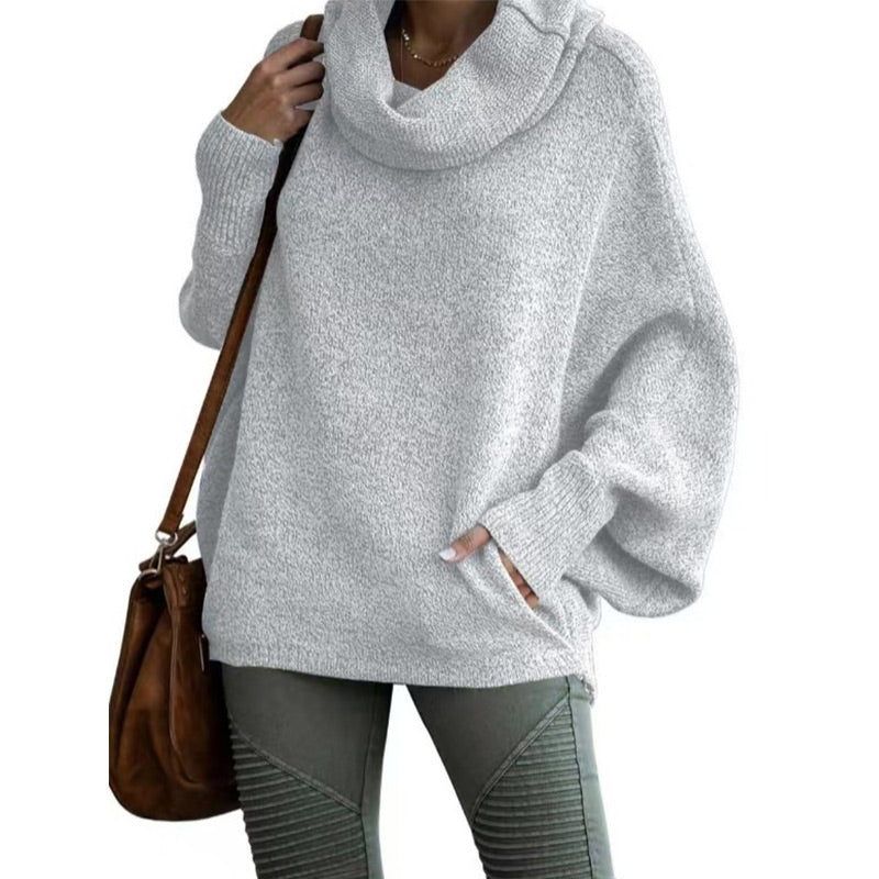 Women's Batwing Cowl Neck Sweater with Pocket - Seldom Seen Styles