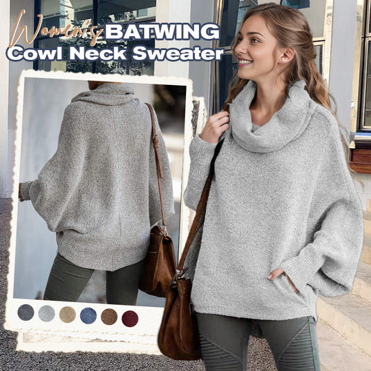 Women's Batwing Cowl Neck Sweater with Pockets - Seldom Seen Styles