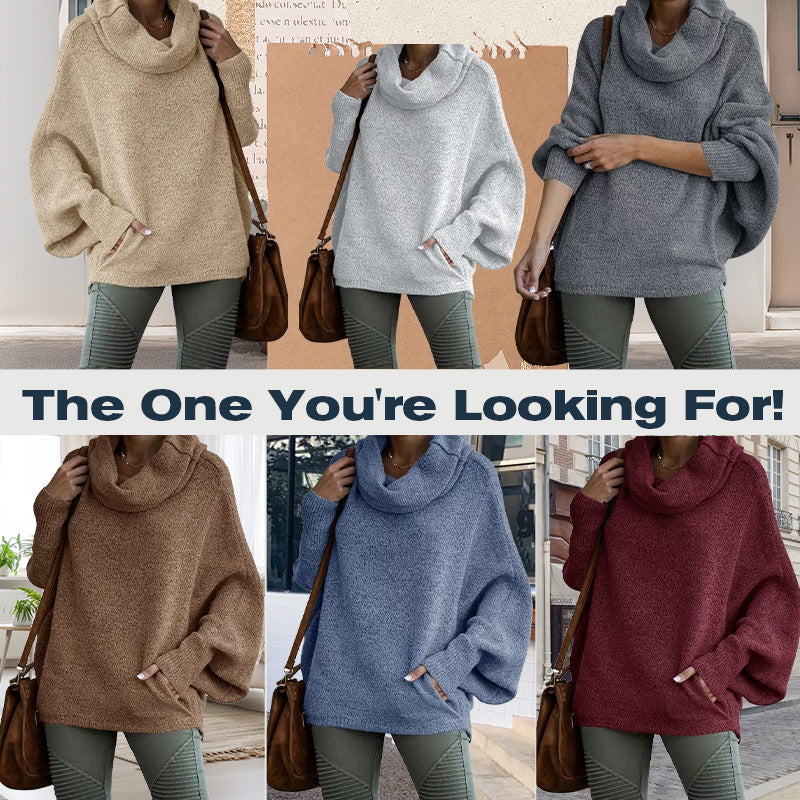 Women's Batwing Cowl Neck Sweater with Pockets - Seldom Seen Styles
