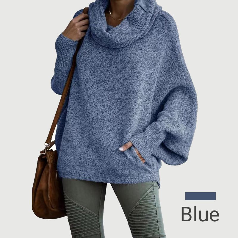 Women's Batwing Cowl Neck Sweater with Pockets - Seldom Seen Styles