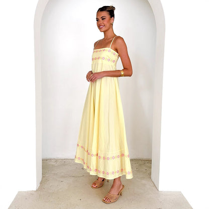Belles robes longues imprimées à bretelles pour femmes