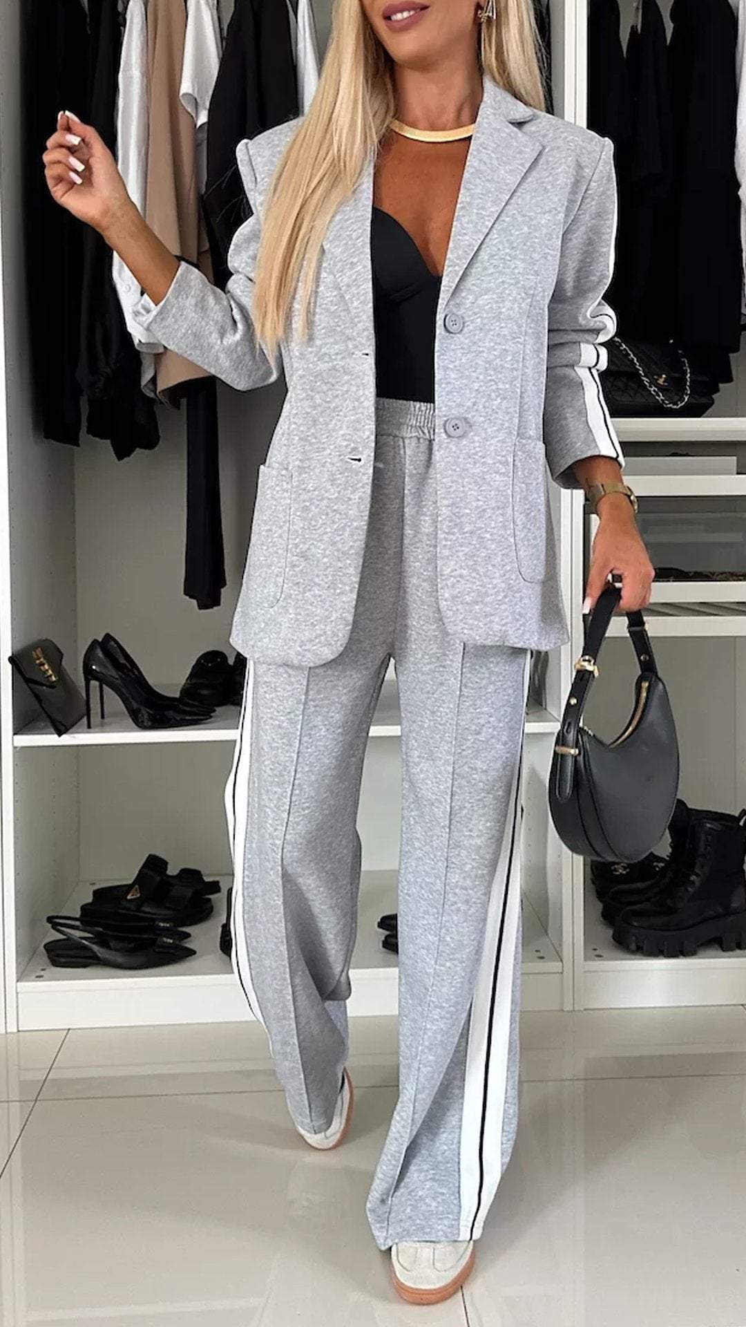 Women's Blazer and Wide Leg Pants Set Tailored Two Piece Suit Business Casual Office Outfit Elegant Matching Set - Seldom Seen Styles