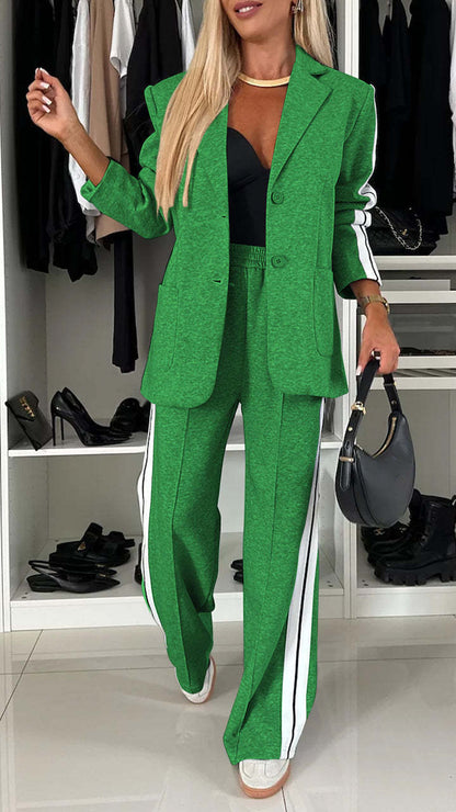 Women's Blazer and Wide Leg Pants Set Tailored Two Piece Suit Business Casual Office Outfit Elegant Matching Set